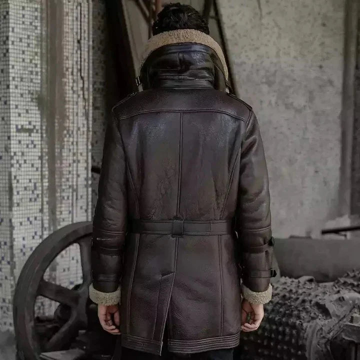 Men’s B3 Shearling Aviator Coat – Long Flight Jacket with Fur Lining