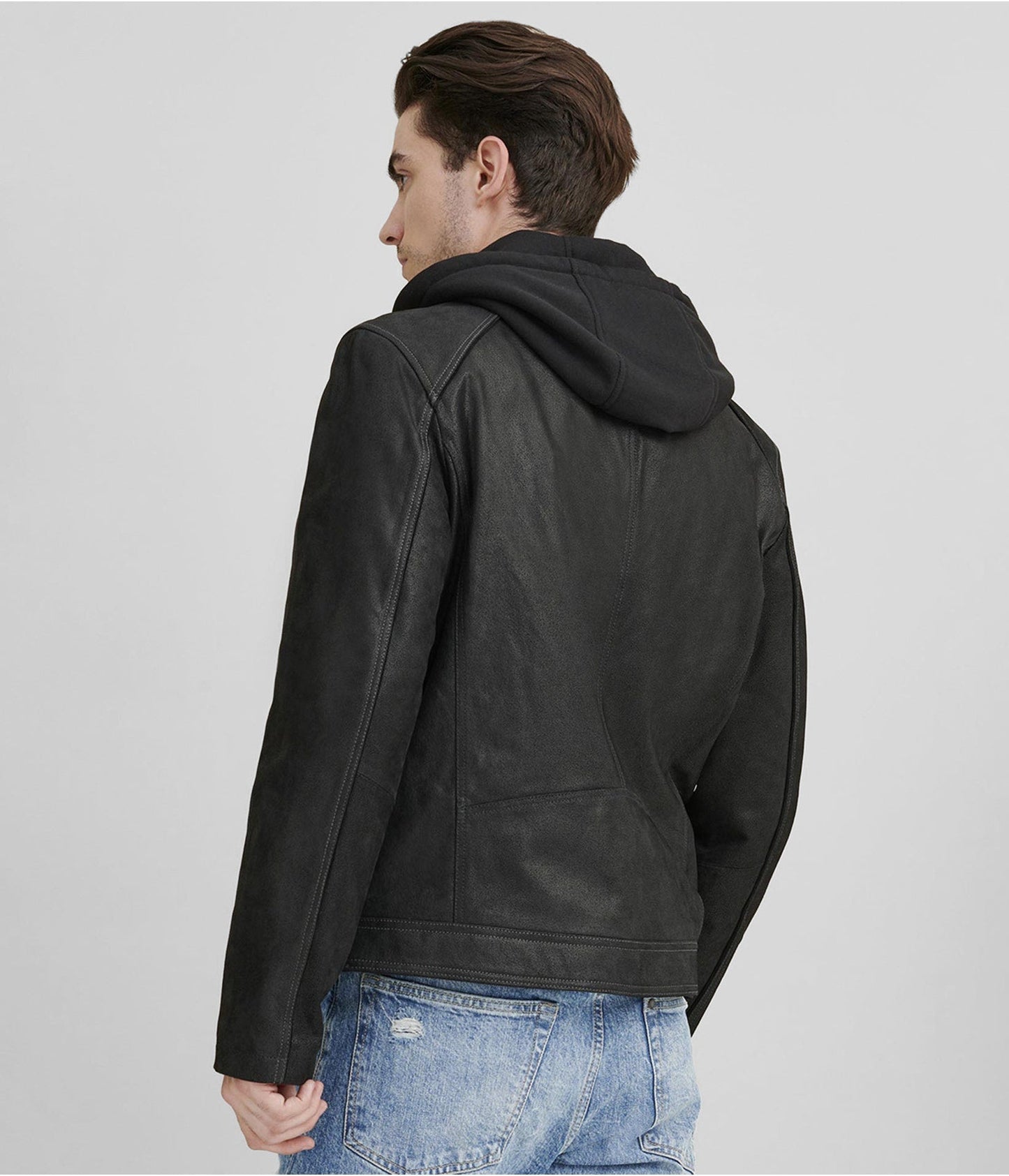 Men’s Black Suede Leather Cafe Racer Jacket