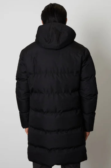 Black Hooded Puffer Coat for Men
