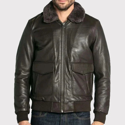Custom Premium Brown Cowhide Leather Aviator Bomber Jacket – Classic Flight Jacket