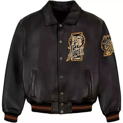 Men’s Avirex Genuine Leather Bomber Jacket – Classic American Flight Jacket, Perfect Gift for Him