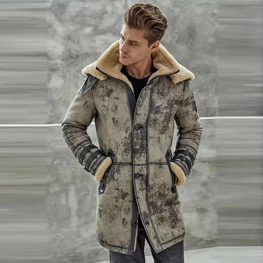 Men’s B3 RAF Sheepskin Leather Coat – Long Shearling Flight Jacket