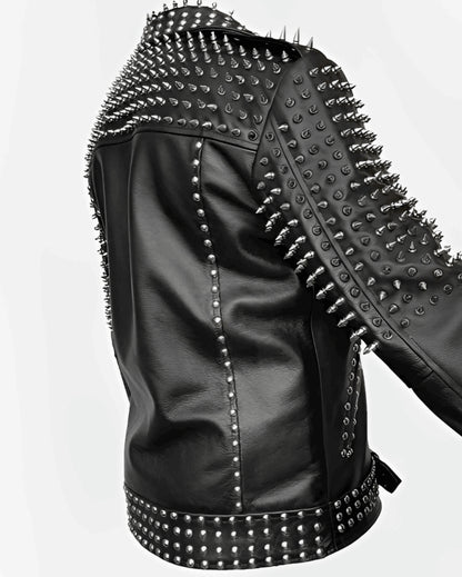 Men’s Black Studded Leather Biker Jacket