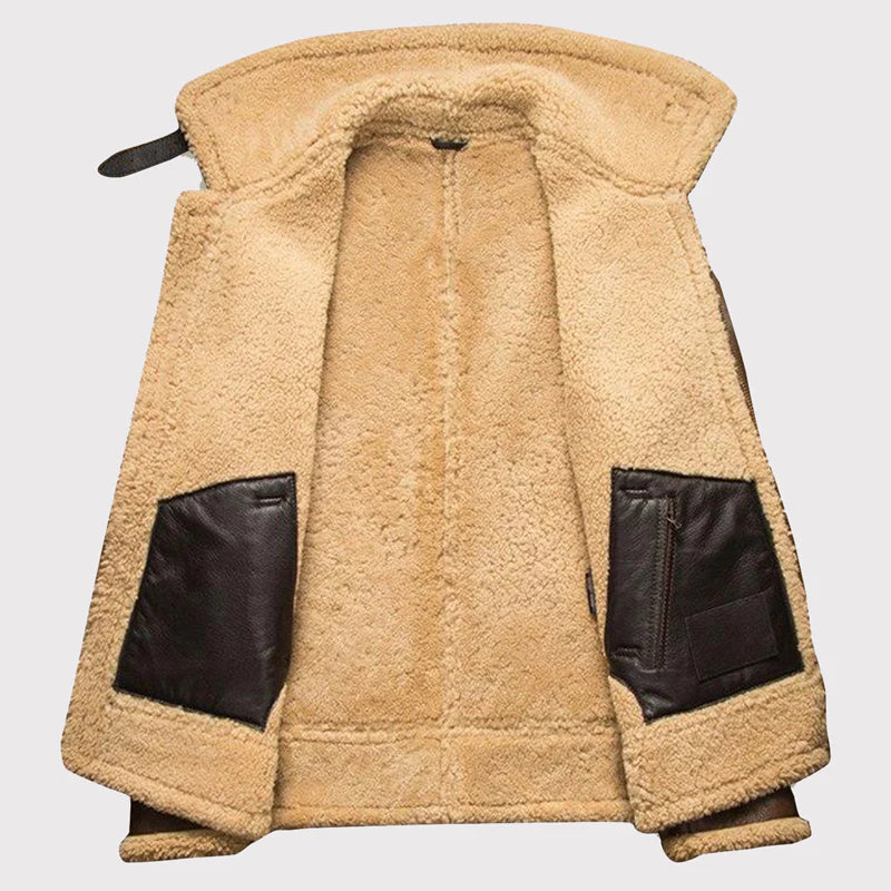 RAF B3 Brown Sheepskin Bomber Jacket – Real Shearling Aviator Coat for Men