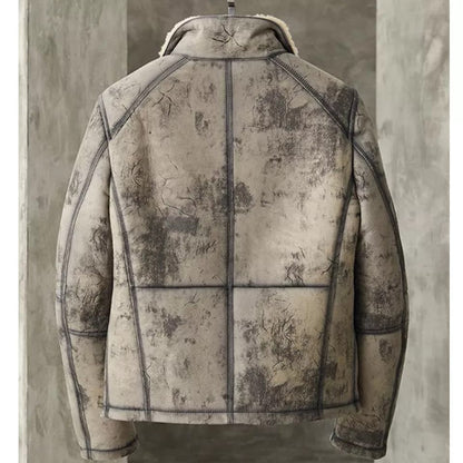 Men’s Distressed Shearling Leather Jacket