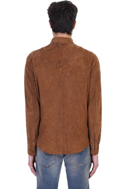 Brown Full Sleeve Leather Shirt