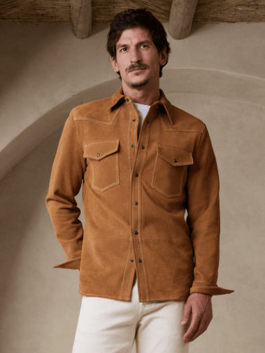 Men's Brown Suede Leather Shirt