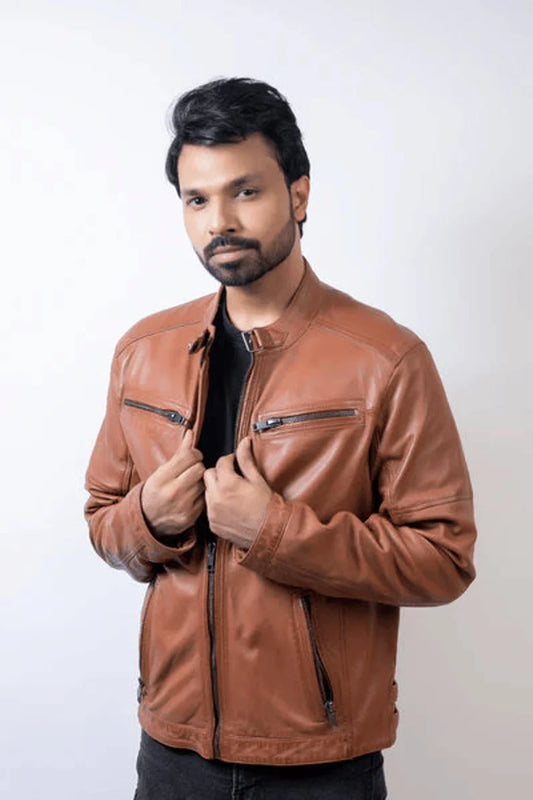 Men’s Classic Black Leather Riding Jacket – Vintage Biker Coat & Motorcycle Gear