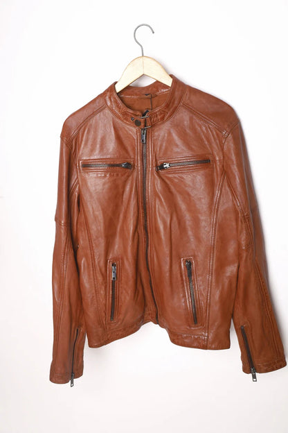 Men’s Classic Black Leather Riding Jacket – Vintage Biker Coat & Motorcycle Gear