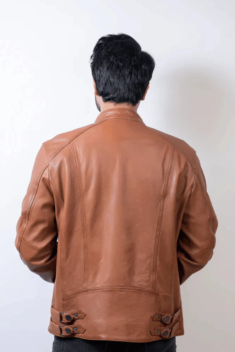 Men’s Classic Black Leather Riding Jacket – Vintage Biker Coat & Motorcycle Gear