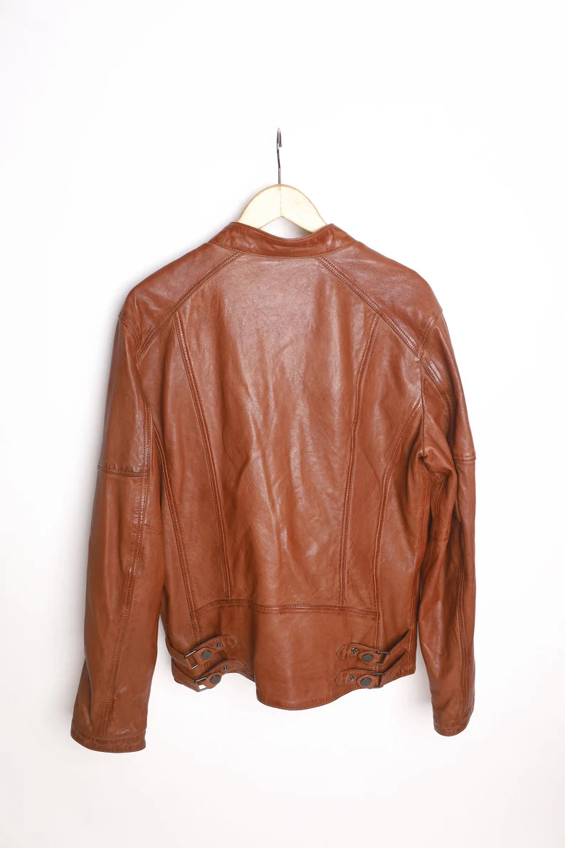 Men’s Classic Black Leather Riding Jacket – Vintage Biker Coat & Motorcycle Gear