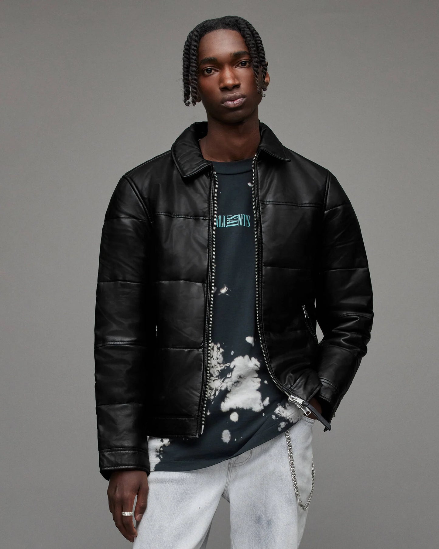 Men’s Black Leather Puffer Jacket – Premium Winter Outerwear