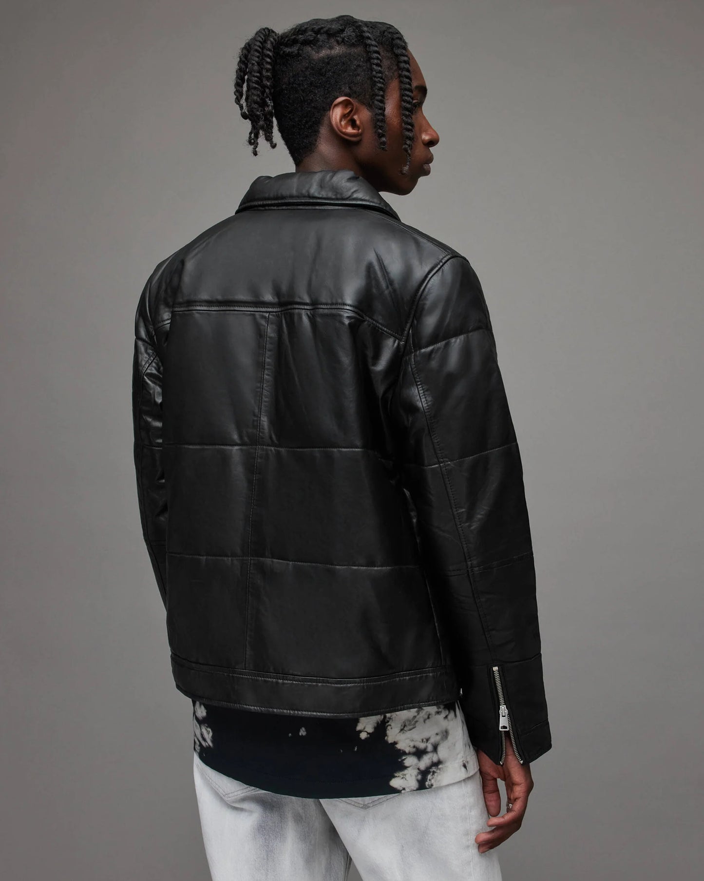Men’s Black Leather Puffer Jacket – Premium Winter Outerwear
