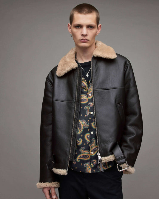 Men’s Dark Brown Shearling Leather Jacket