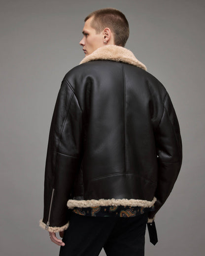 Men’s Dark Brown Shearling Leather Jacket