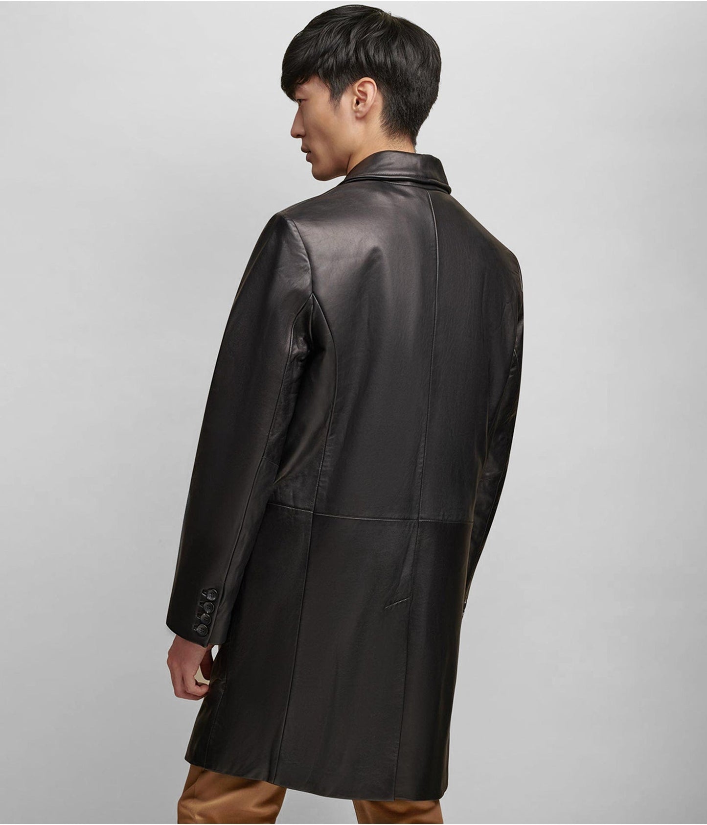 Men’s Black Lined Leather Coat – Sleek, Warm & Timeless
