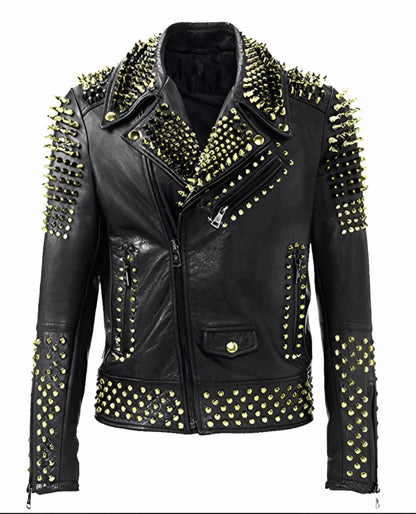 Men’s Studded Biker Leather Jacket