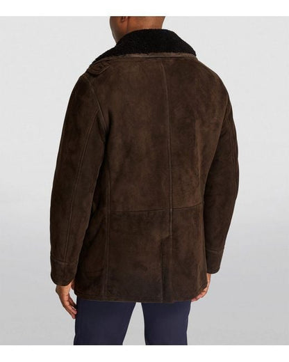 Men’s Brown Suede Sheepskin Leather Blazer – Timeless & Elegant