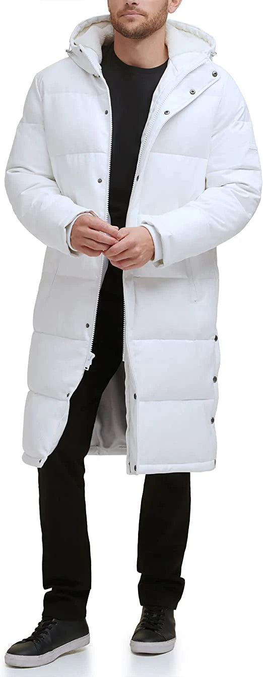 Shop Best Men's Trench Puffer Leather Coat