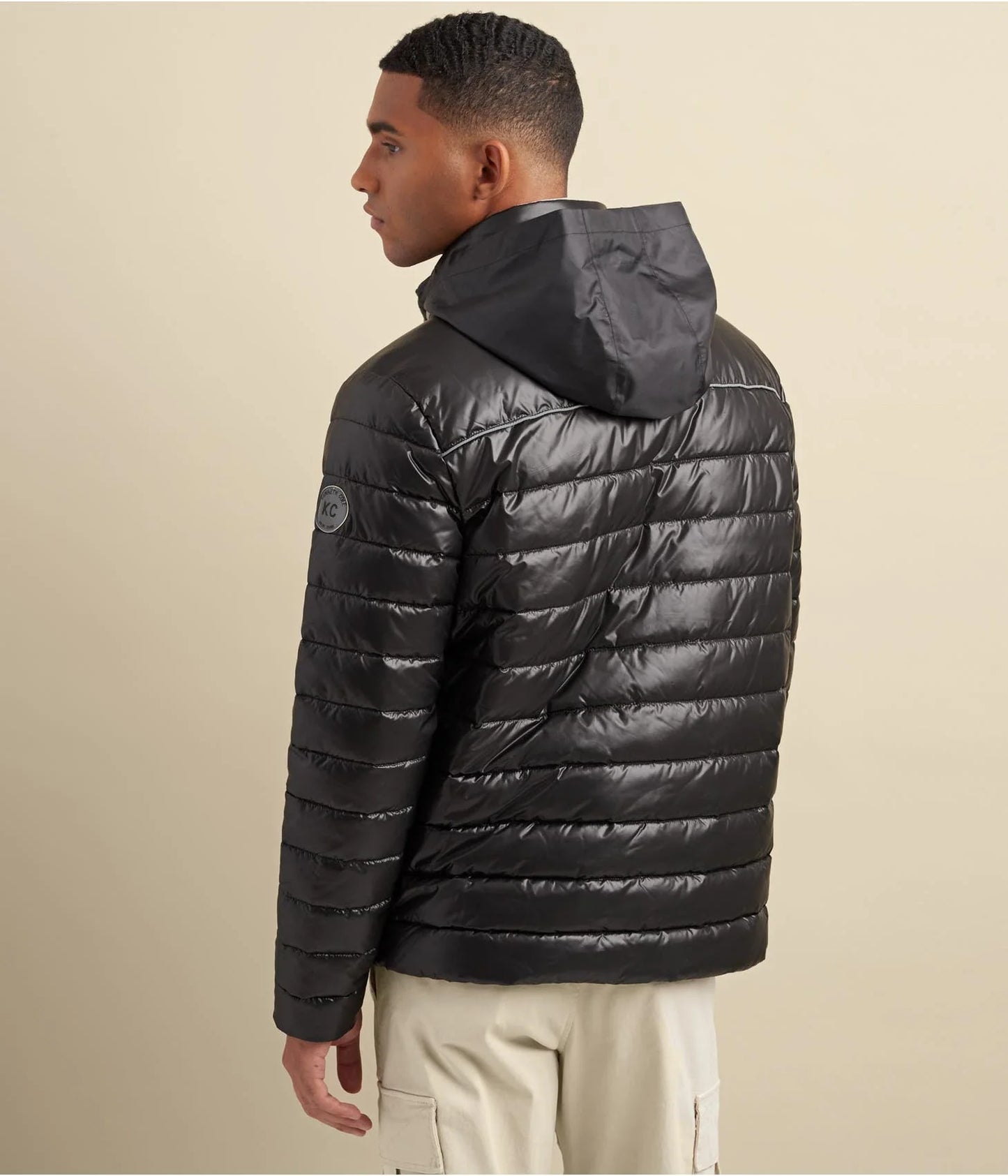 Men’s Classic Black Puffer Jacket with Removable Hood – Lightweight Winter Jacket
