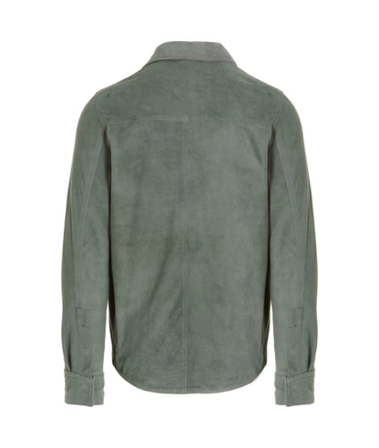 Men's Smoke Gray Suede Leather Shirt