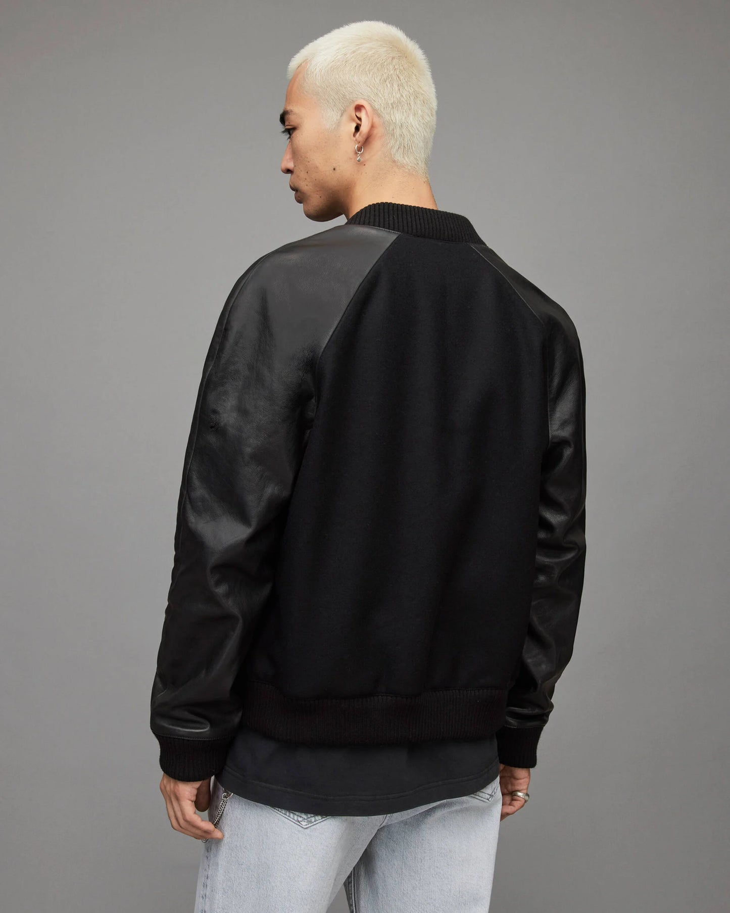 Men’s Black Varsity Leather Jacket – Classic Letterman Style Outerwear