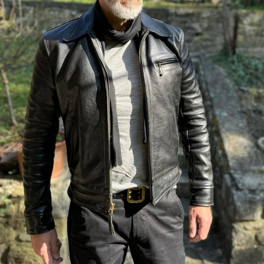 Men’s Vintage Biker Leather Jacket – Classic Motorcycle Style & Perfect Leather Gift for Him