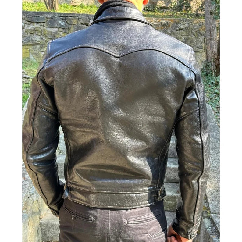 Men’s Vintage Biker Leather Jacket – Classic Motorcycle Style & Perfect Leather Gift for Him