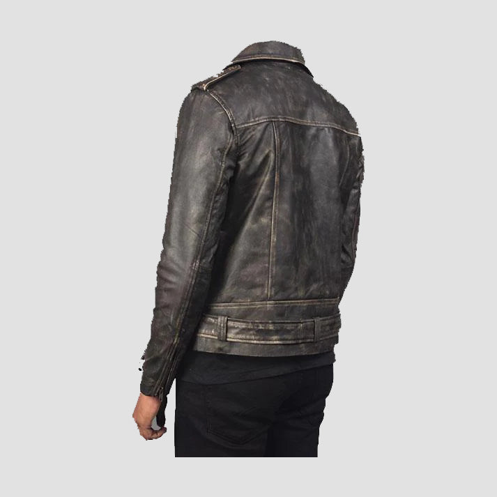 Allaric Alley Distressed Brown Leather Biker Jacket