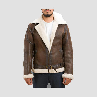 Avanzar Forest Double-Face Shearling Distressed Leather Jacket