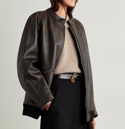 "Vintage Rebel Women's Black Distressed Leather Jacket"