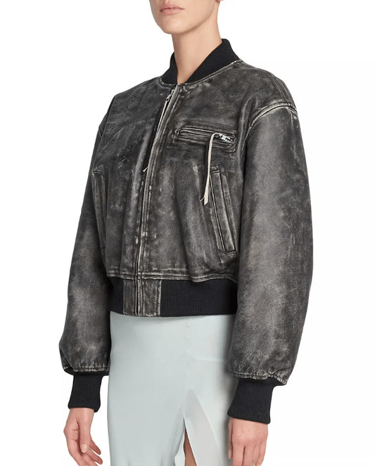 Vintage Rebel Women's Black Bomber Leather Jacket