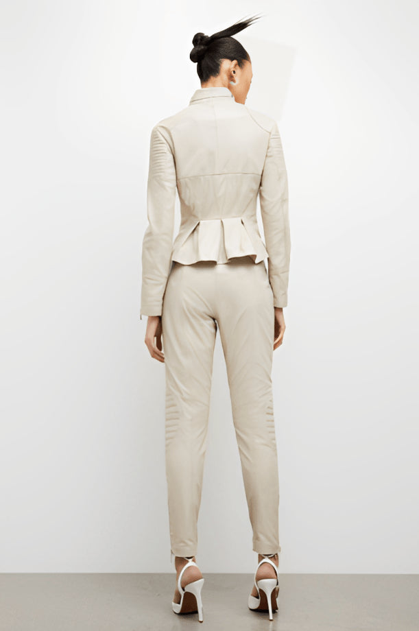 Women's Off-White Leather Biker Pants – Bold & Stylish