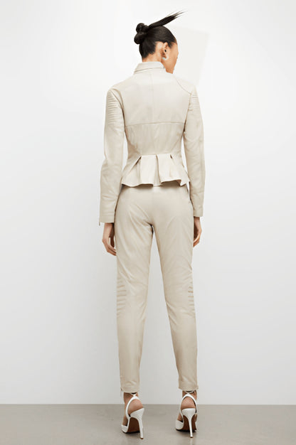 Women's Off-White Leather Biker Pants – Bold & Stylish