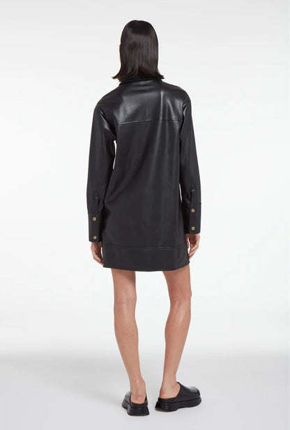 Midnight Trucker Leather Shirt – Women's Black Leather Shirt Jacket