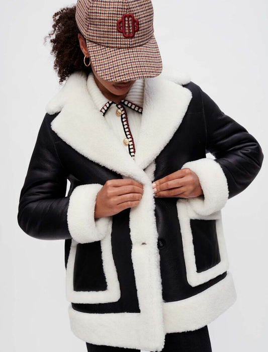 Women's Black Shearling Leather Jacket