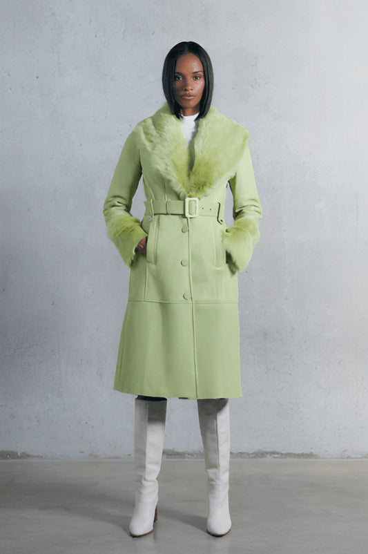 Women's Shearling Leather Trench Coat