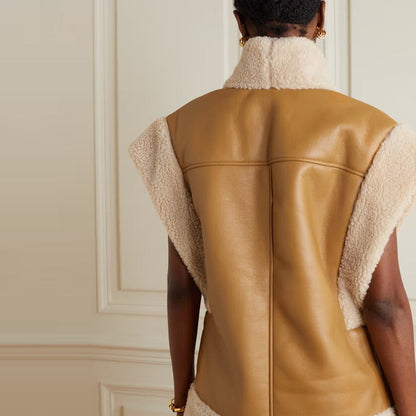 Women's Brown Shearling Leather Vest