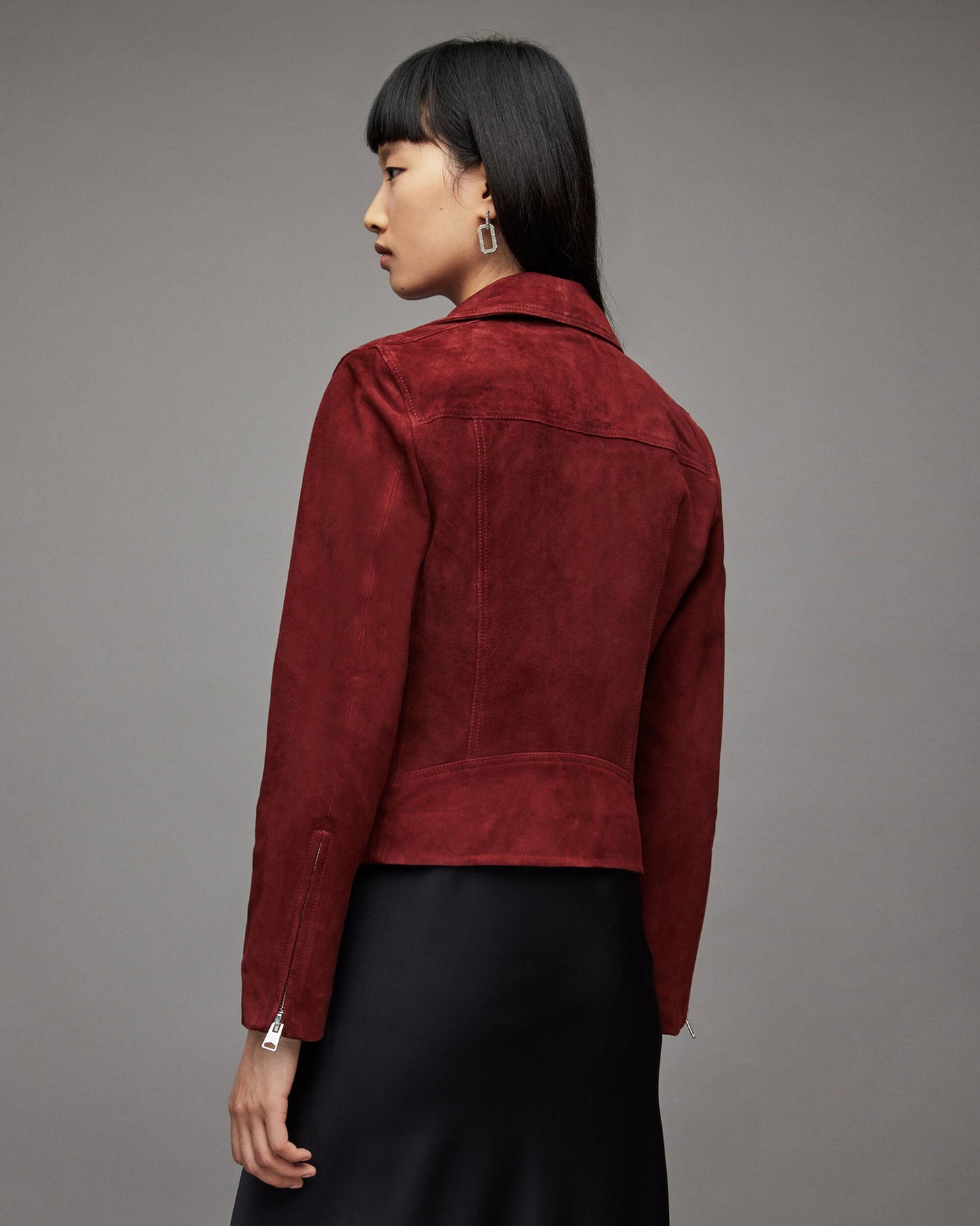 Red Women's Suede Leather Biker Jacket – Stylish & Trendy