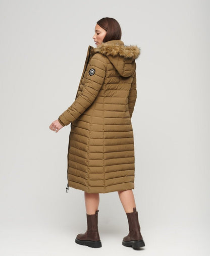 Women's Brown Trench Parka Puffer Coat – Warm & Stylish Outerwear