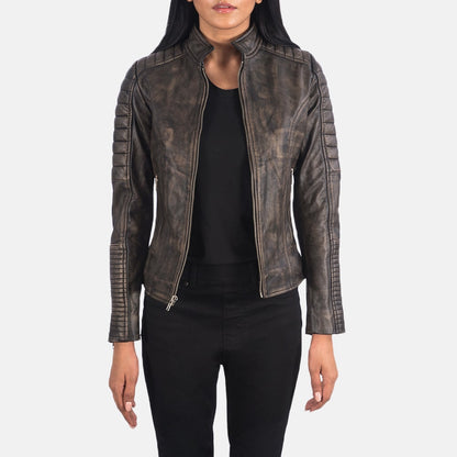 Women’s Vintage Black Motorcycle Leather Jacket