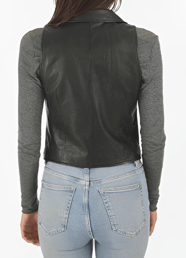 Black Classic Women's Leather Vest