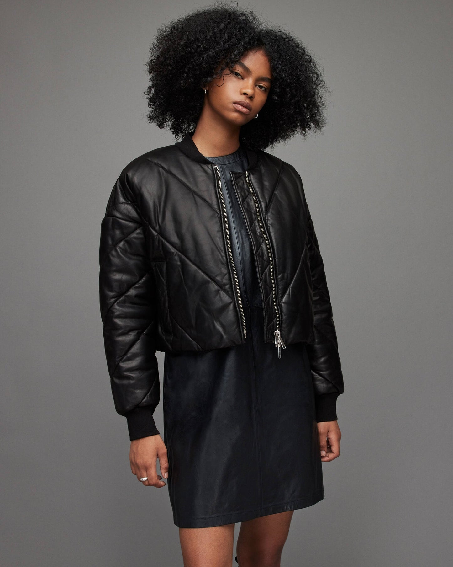 Women's Black Puffer Leather Jacket – Stylish & Warm