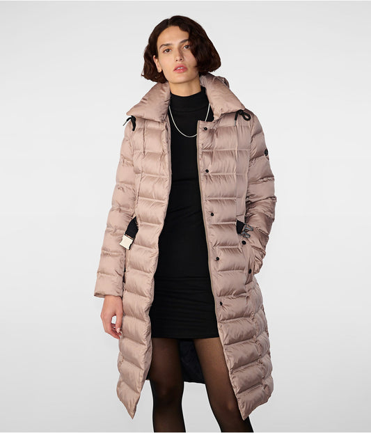 Women's Quilted Puffer Trench Coat Tea Pink